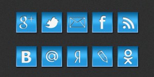 Голубые иконки социальных сетей для сайта psd